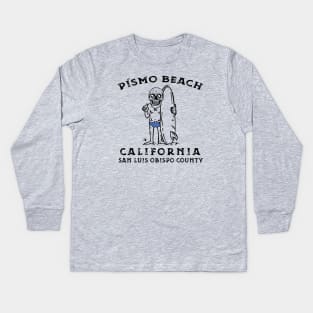 Pismo Beach California Surfing Skeleton Surf Kids Long Sleeve T-Shirt